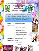 “INFORME DEL PROYECTO DE INVERSIÓN PRIVADA DE LA CREACIÓN E IMPLEMENTACIÓN DE UN CENTRO CULTURAL (DANZAS, TEATRO, MÚSICA Y CANTO) EN LA CIUDAD DE TINGO MARÍA