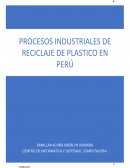 Procesos industriales utilizados en el reciclaje de plástico