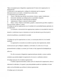 BASES CONCEPTUALES PARA EL DIAGNÓSTICO ORGANIZACIONAL: EL MARCO DE LA ORGANIZACIÓN Y LA ADMINISTRACIÓN. Página 1