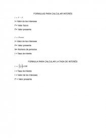 FORMULAS PARA CALCULAR INTERÉS. Página 1