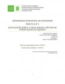 DESTILACIÓN SIMPLE Y FRACCIONADA: MÉTODO DE PURIFICACIÓN DE LÍQUIDOS