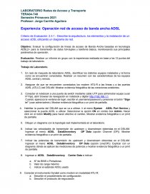 Operación red de acceso de banda ancha ADSL. Página 1