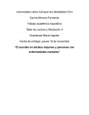 El suicidio en adultos mayores y personas con enfermedades mentales