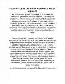 ESCRITO SOBRE LAS ARTES MENORES Y ARTES VISUALES. Página 1