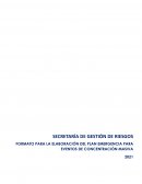 FORMATO PARA LA ELABORACIÓN DEL PLAN EMERGENCIA PARA EVENTOS DE CONCENTRACIÓN MASIVA