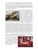 Crónica sobre la independencia de Estados Unidos