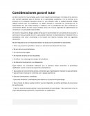 Consideraciones para el tutor