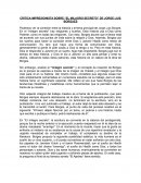 CRITICA IMPRESIONISTA SOBRE “EL MILAGRO SECRETO” DE JORGE LUIS BORGUES