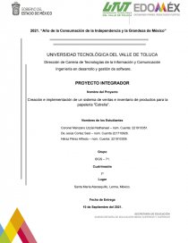Creación e implementación de un sistema de ventas e inventario de productos para la papelería Estrella. Página 1