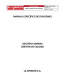 GESTIÓN DE CALIDAD LA OPINIÓN S.A.