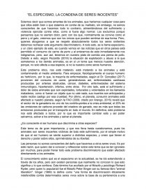 EL ESPECISMO, LA CONDENA DE SERES INOCENTES. Página 1