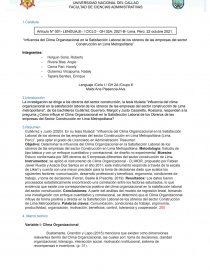 SATISFACCION LABORAL Y CLIMA ORGANIZACIONAL. Página 1
