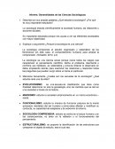 Informe, Generalidades de las Ciencias Sociológicas