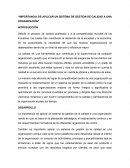 IMPORTANCIA DE APLICAR UN SISTEMA DE GESTIÓN DE CALIDAD A UNA ORGANIZACIÓN