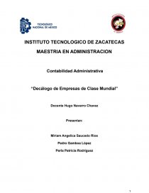DECALOGO EMPRESAS DE CLASE MUNDIAL. Página 1