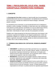 PSICOLOGÍA DEL CICLE VITAL: BASES CONCEPTUALS I PERSPECTIVES TEÒRIQUES. Página 1