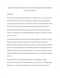 COMO LA ECONOMÍA HA INFLUIDO EN EL MUNDO COMO FACTOR PRIMORDIAL EN EL ESTILO DE VIDA. Página 1