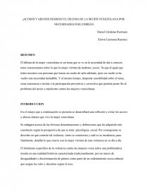 El dilema de la mujer venezolana: Entre el maltrato, el acoso y la búsqueda de un futuro. Página 1