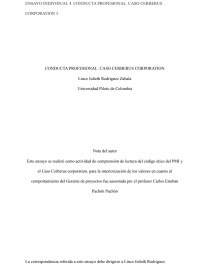 CONDUCTA PROFESIONAL. CASO CERBERUS CORPORATION. Página 1