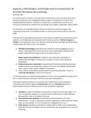 Aspectos y dificultades a contemplar para la incorporación de acciones formativas del e-learning