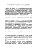 LA SOCIOLOGIA DE LA EDUCACION EN EL PARADIGMA LIBERAL: FUNCION ECONOMICA Y SOCIAL DE LA ENSEÑANZA