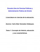 Concepto de historia, educación y sus características