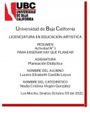 PARA ENSEÑAR HAY QUE PLANEAR