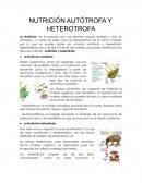 NUTRICIÓN AUTÓTROFA Y HETEROTROFA