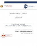 CONDICIONES DE SALUD EN EL CENTRO DE TRABAJO