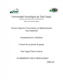 Automatización y Robótica Control de un portón de garaje. Página 1
