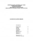 NECESIDAD, VALORES Y PROYECTO DE VIDA . GLOSARIO DE VALORES HUMANOS