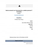 Noticia semanal con interpretación y análisis personal Y Conceptos