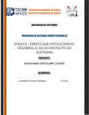TAREAS QUE INVOLUCRAN EL DESARROLLO DE UN PROYECTO DE SOFTWARE
