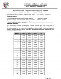 Examen de Control Estadístico de Procesos. Página 1