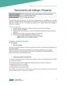 Fundamentos para el aprendizaje y el éxito profesional Documento de trabajo: Proyecto