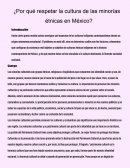 ¿Por qué respetar la cultura de las minorías étnicas en México?
