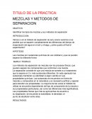 PRÁCTICA: MEZCLAS Y MÉTODOS DE SEPARACIÓN