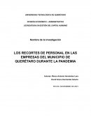 LOS RECORTES DE PERSONAL EN LAS EMPRESAS DEL MUNICIPIO DE QUERÉTARO DURANTE LA PANDEMIA