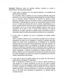 Actividad: Reflexiona sobre los partidos políticos, tomando en cuenta y respondiendo a las siguientes preguntas