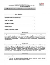 CONTENIDOS PROGRAMÁTICOS LABORATORIO DE QUIMICA GENERAL. Página 1