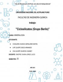 CICLOSILICATOS . BERILO. Página 1