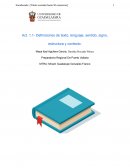 Definiciones de texto, lenguaje, sentido, signo, estructura y contexto