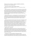 Recursos de la empresa y ventaja competitiva sostenida
