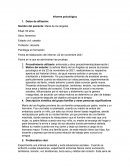 Informe psicológico:intensa ansiedad