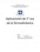 Aplicaciones de 1° Ley de la Termodinámica