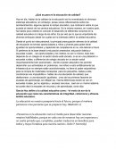 ¿Qué es para mí la educación de calidad?