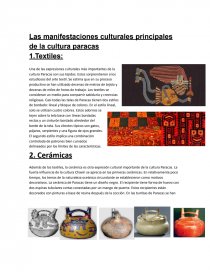 Las manifestaciones culturales principales de la cultura paracas. Página 1