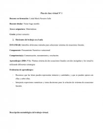 PLan de clases. Matemáticas. Página 1