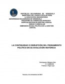 LA CONTINUIDAD O DISRUPCIÓN DEL PENSAMIENTO POLÍTICO EN SU EVOLUCIÓN HISTÓRICA