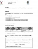 LABORATORIO 1: DETERMINACIÓN DE LA MASA MOLAR DE UN COMPUESTO